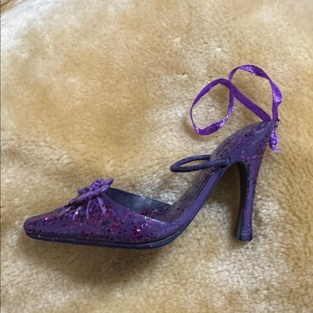 Purple glitter high heel shoe tree ornament Christmas tree ornament